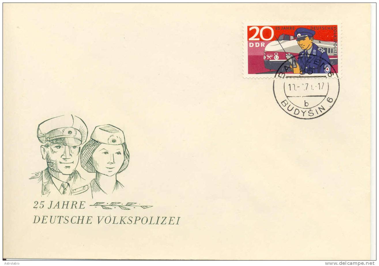 Allemagne Orientale 1970 FDC " Police De Transports, Volkspolizei " Yvert 1295 - Politie En Rijkswacht