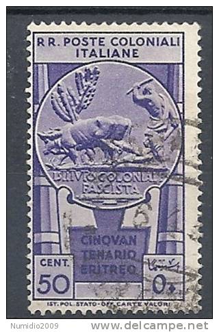 1933 EMISSIONI GENERALI USATO 50° ERITREO 50 CENT - RR9452 - Emissions Générales