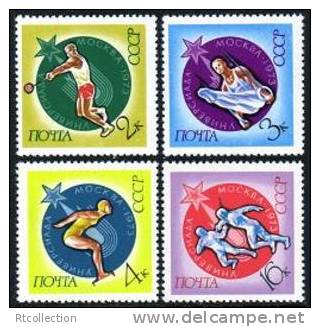 USSR Russia 1973 Universiad Moscow Gymnast Gymnastics Diver Diving Fencing Javelin Sports Stamps MNH Michel 4128-4131 - Plongée