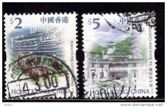 Hong Kong Used 1999, 2v Landmark, Horse Race, Garden, - Used Stamps
