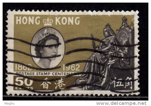 Hong Kong Used 1962, 50c Statue Of Queen Victoria - Usati