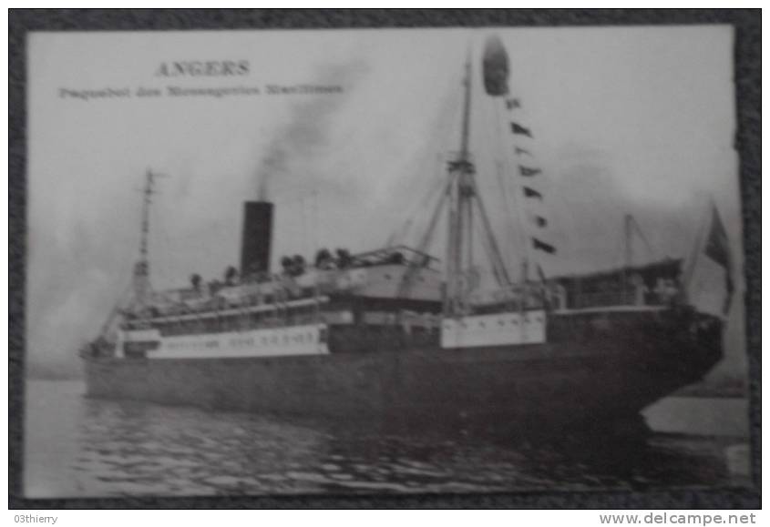 CPA BATEAU - PAQUEBOT DES MESSAGERIES MARITIMES - S.S. ANGERS - Non Ecrite - - Dampfer