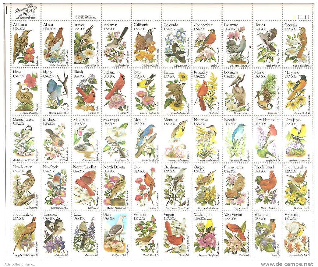 56166)foglio Intero USA 1982 Serie Fauna - Numero 1382 - 1431 - Sheets