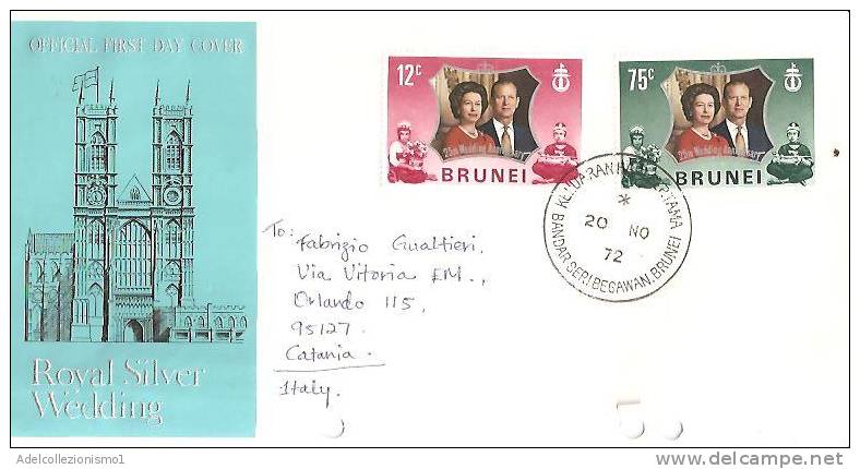 56177)lettera F.D.C. Del Brunei Con Due Valori Più Annullo 20/10/1972 - Brunei (1984-...)