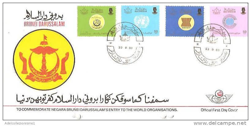 56178)lettera F.D.C. Del Brunei Con Quattro Valori Più Annullo 23.09.1985 - Brunei (1984-...)