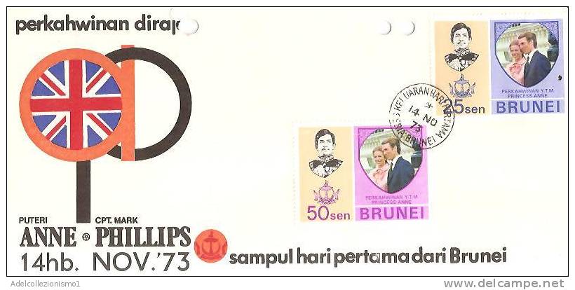 56179)lettera F.D.C. Del Brunei Con Due Valori Più Annullo 14/10/1973 - Brunei (1984-...)