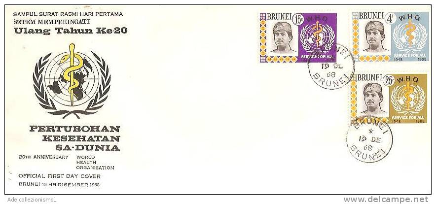 56182)lettera F.D.C. Del Brunei Con Tre Valori Più Annullo 19/12/1968 - Brunei (1984-...)