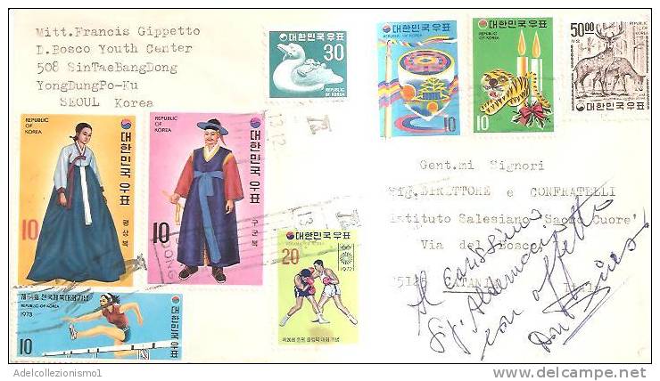 56193)lettera Koreana Con Otto Valori Più Annullo - Corée (...-1945)