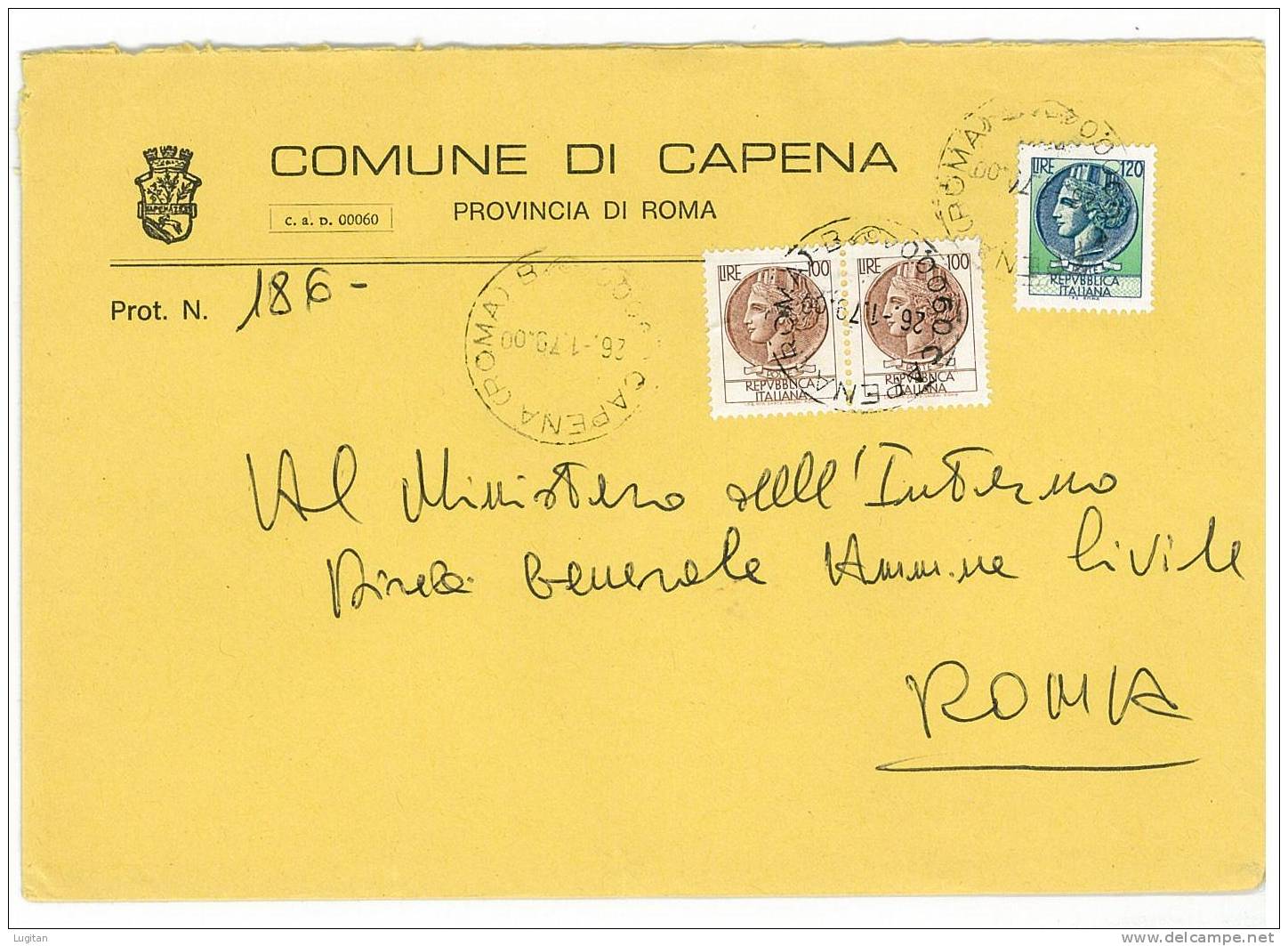 CAPENA CAP 00060  PROV. ROMA - ANNO 1979 - RM - LS  - LAZIO  -TEMATICA COMUNI D'ITALIA - STORIA POSTALE - Macchine Per Obliterare (EMA)