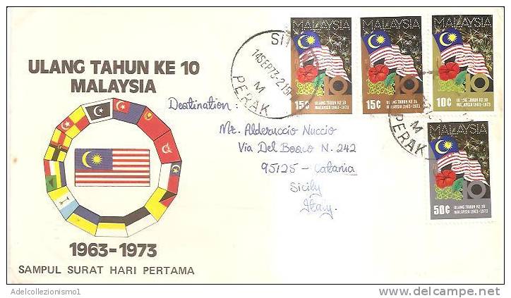 56222)lettera F.D.C. Malesia 1973 Con Quattro Valori Più Annullo 14 09 1973 - Malesia (1964-...)