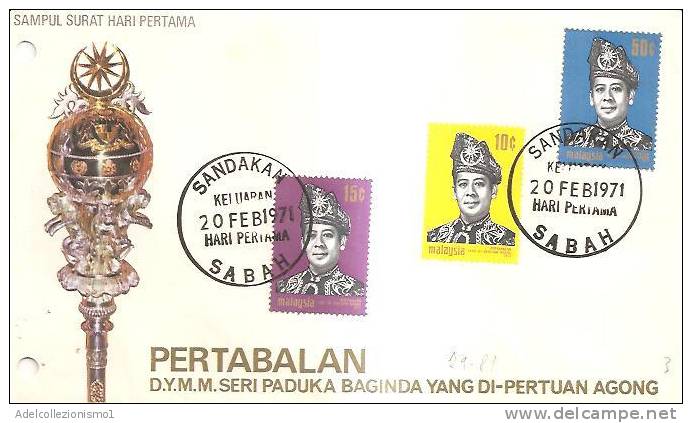 56229)lettera F.D.C. Malesia 1971 Con Tre Valori Più Annullo 20 02 1971 - Malesia (1964-...)