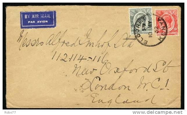 1932 Kenya & Uganda. Air Mail Letter, Cover Sent To London - England. Eldoret 10.MY.32. Kenya. (H28c015) - Kenya & Uganda