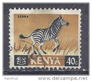 KENYA 1966 ANIMALS - ZEBRA 40c. Black And Brown FU - Kenya (1963-...)