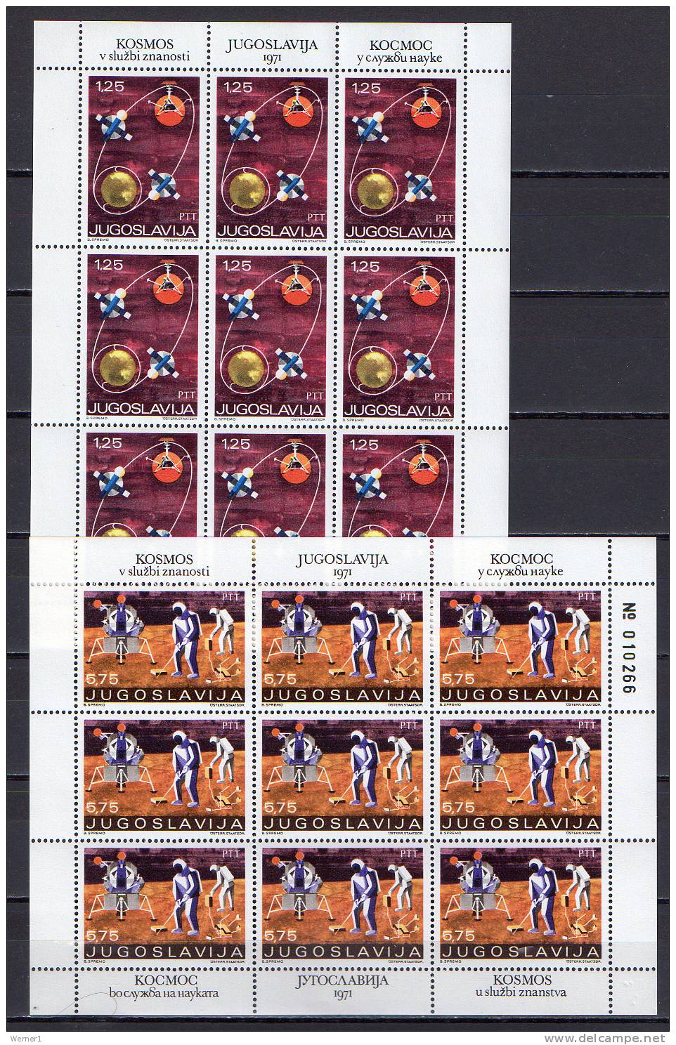 Yugoslavia 1971 Space 2 Sheetlets MNH - Europe