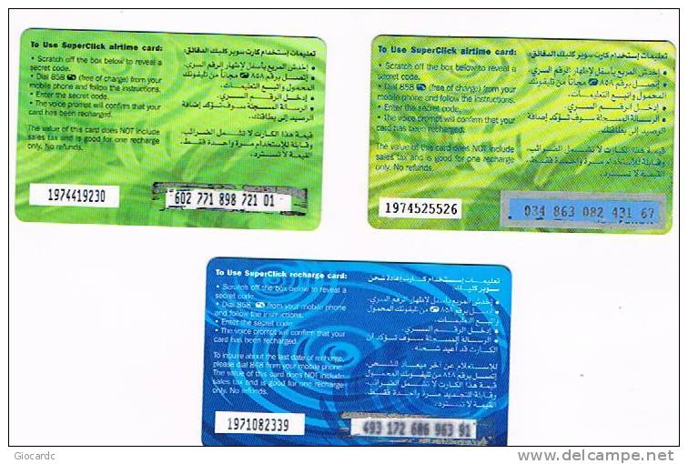 EGITTO  (EGYPT) - TELECOM EGYPT (GSM RECHARGE) - LOT OF 3 DIFFERENT    -  USED  - RIF. 2519 - Egypte