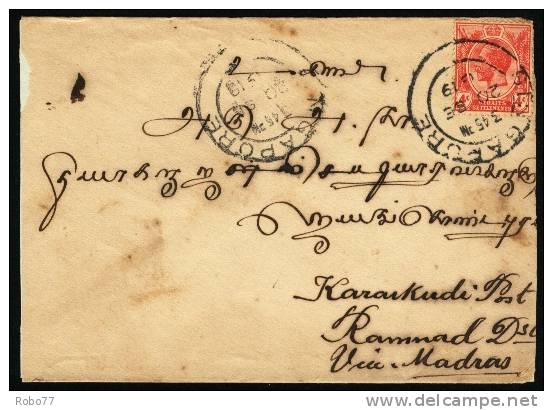 1919 Straits Settlements. Cover Sent To Karaikudi. Gapore 20.SE.1919.  (H207c002) - Straits Settlements