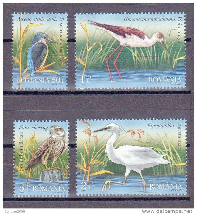 Romania 2009  / Birds From The Danube Delta / 4 Val. - Unused Stamps