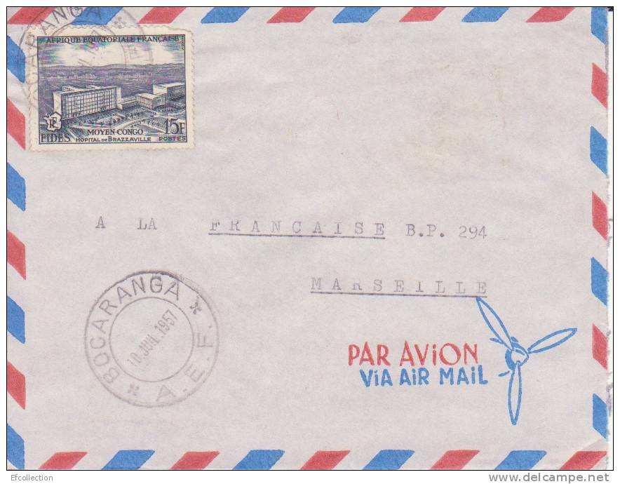 BOCARANGA - TRANSIT PAR BOUAR - OUBANGUI - A.E.F - 1957 - COLONIES FRANCAISES - LETTRE - MARCOPHILIE - Autres & Non Classés