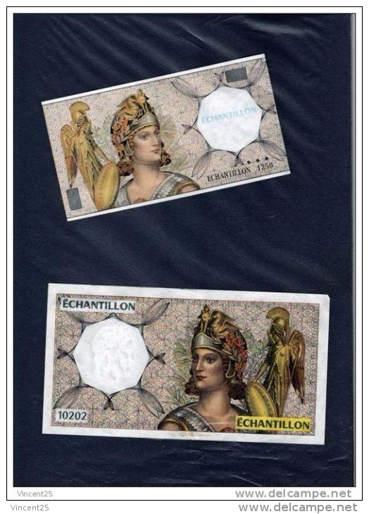 Lot De 2 Billets Echantillons De Distributeurs 50 Fancs Et 200 Francs *etat Neuf - Fiktive & Specimen