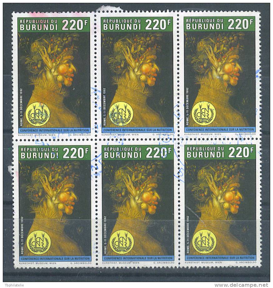 VEND TIMBRES DU BURUNDI N° 985 ( Y & T ) EN BLOC DE 6 - Gebruikt