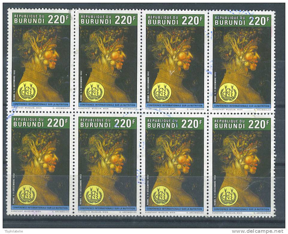 VEND TIMBRES DU BURUNDI N° 985 ( Y & T ) EN BLOC DE 8 - Usados