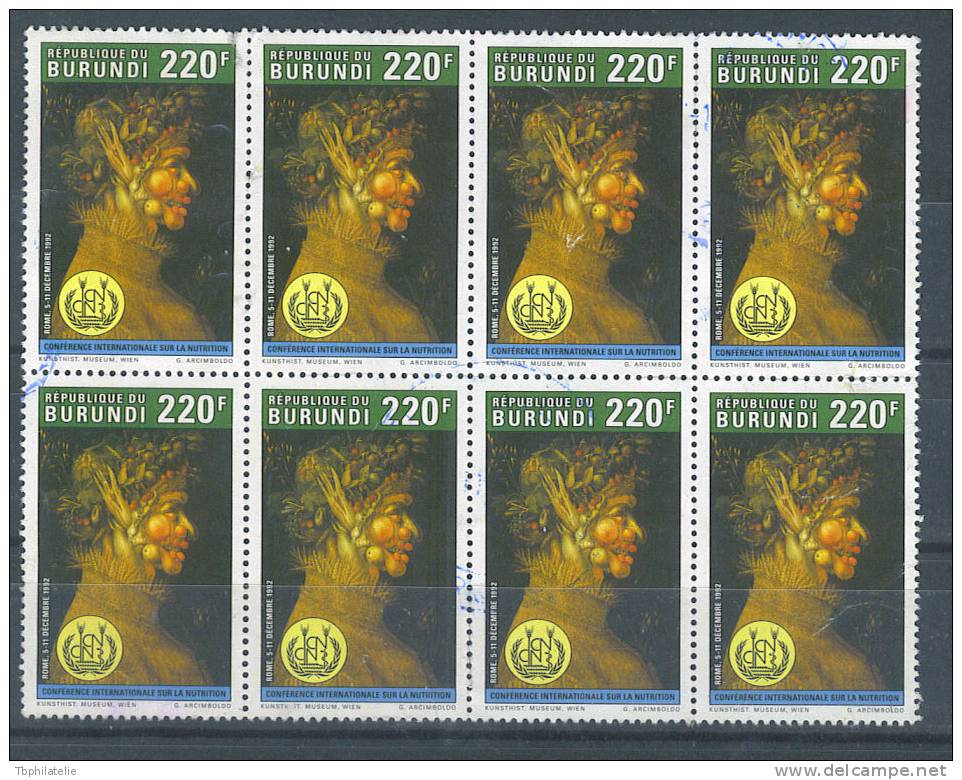 VEND TIMBRES DU BURUNDI N° 985 ( Y & T ) EN BLOC DE 8 - Used Stamps