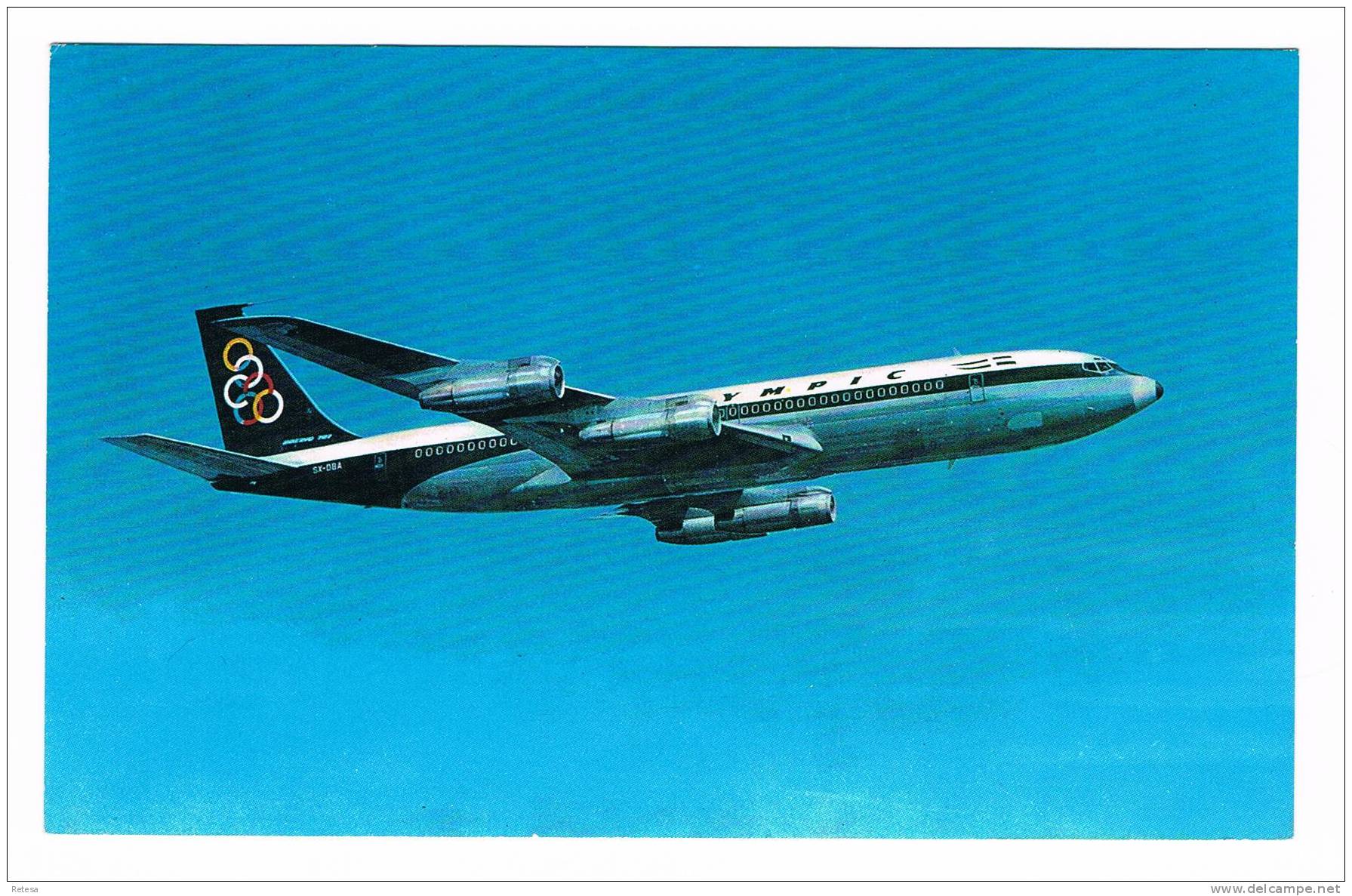 POSTKAART  GRIEKENLAND  OLYMPIC AIRWAYS  BOEING 707 - 320 - 1946-....: Ere Moderne