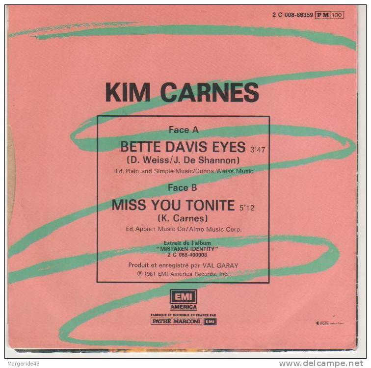 VINYLE 1986 KIM CARNES - TRES BON ETAT. - Otros - Canción Inglesa