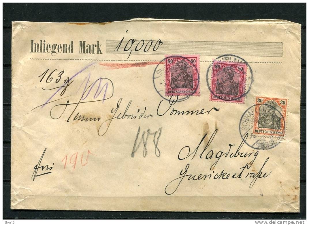 Germany 1907 10000 Marks Money-Cover Schraplau To Magdeburg - Covers & Documents