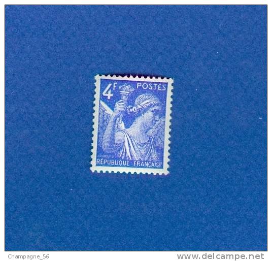 VARIÉTÉS FRANCE 1944 N° 656 TYPE IRIS 4 F BLEU NEUF ** GOMME - Unused Stamps