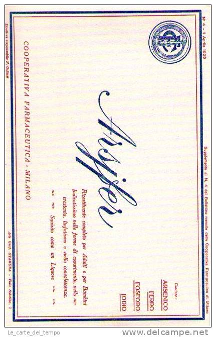Carta Assorbente Pubblicitaria Ricostituente ARSIFER 1929 Cooperativa Farmaceutica Milano - Altri & Non Classificati
