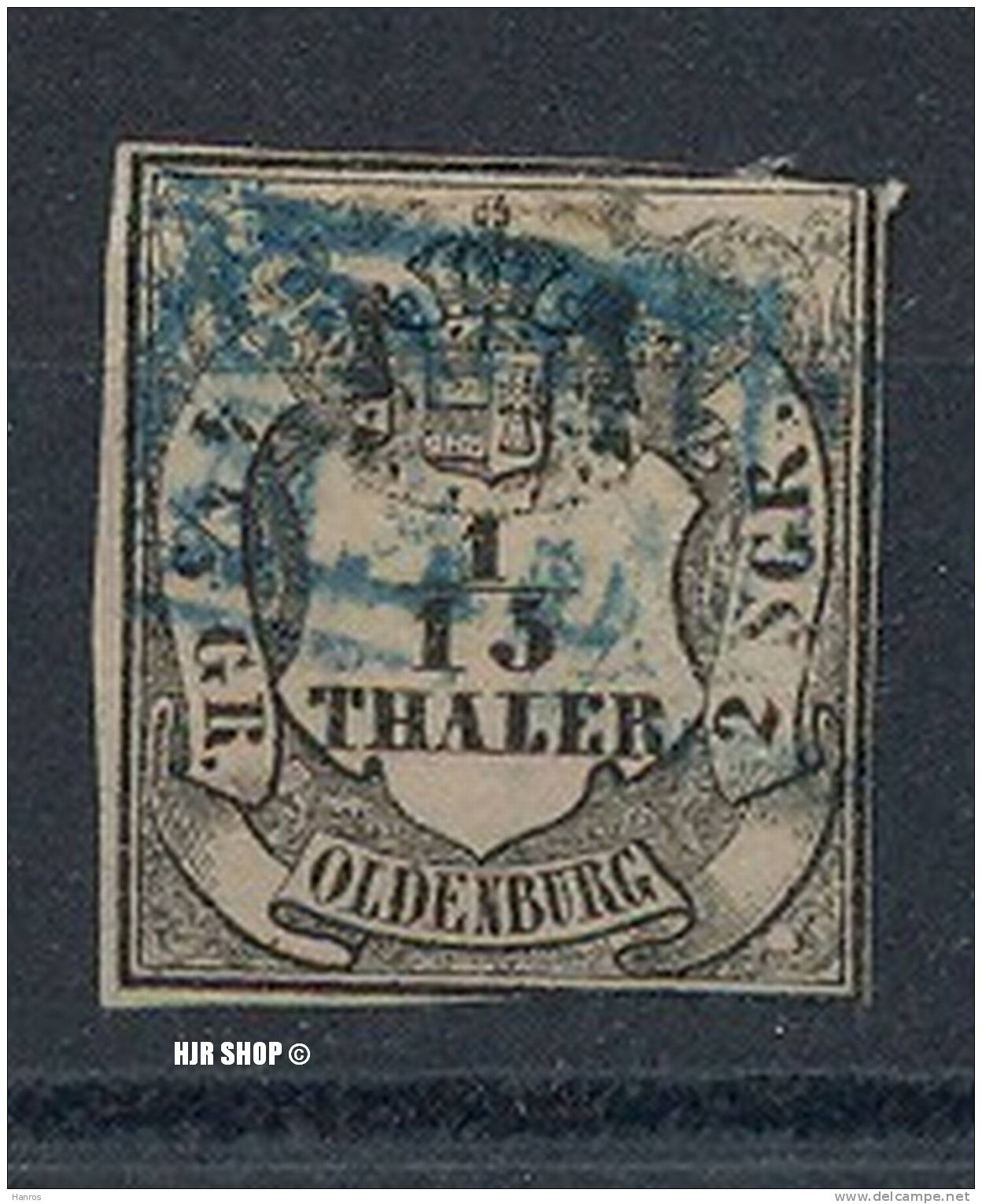 1852, 5.Jan./1859. Freimarken: Oldenburgisches Hauswappen Mit Krone über Wertschild, Minr.3, Gest.,guter Zustand - Oldenburg