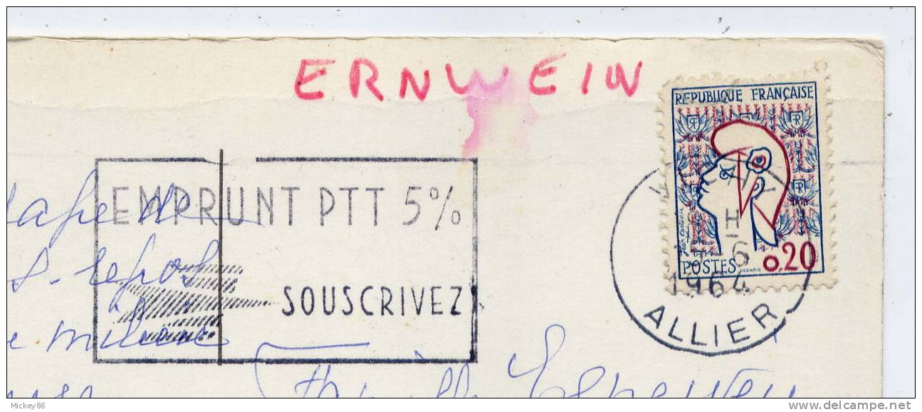 Flamme--1964--VICHY--03--La Poste-- "  EMPRUNT  PTT  5% --Souscrivez  " - Correo Postal