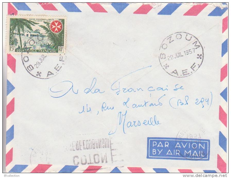 BOZOUM - TRANSIT PAR BOUAR - OUBANGUI - A.E.F - 1957 - COLONIES FRANCAISES - FLAMME - LETTRE - MARCOPHILIE - Other & Unclassified