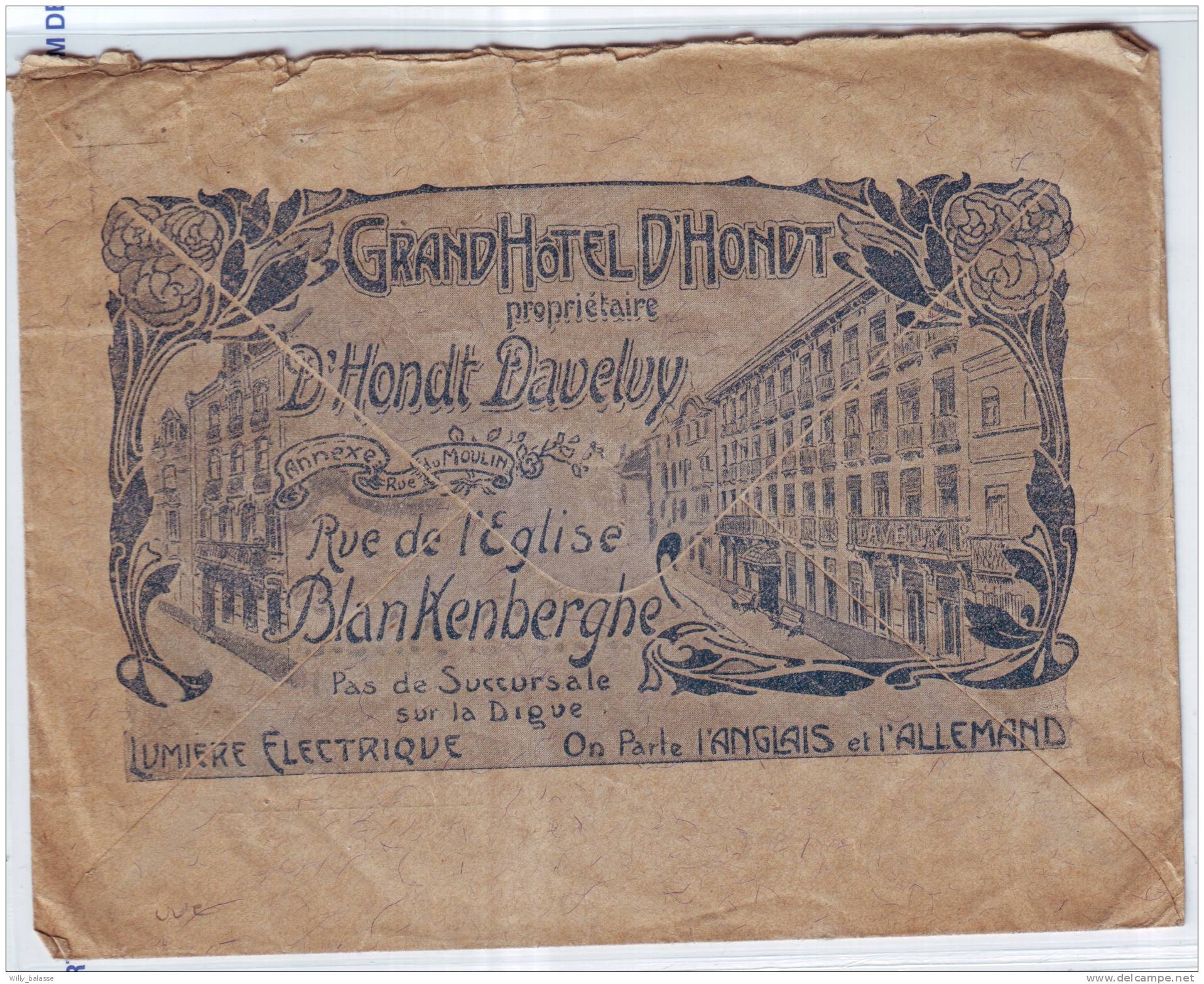 Lettre Illustrée HOTEL D'HONT Affr. N°74+81 X5 + 83 X2 Càd BLANKENBERGHE/1910 Pour Londres - 1905 Grosse Barbe