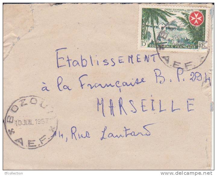 BOZOUM - TRANSIT PAR BOUAR - OUBANGUI - A.E.F - 1957 - COLONIES FRANCAISES - FLAMME - LETTRE - MARCOPHILIE - Altri & Non Classificati