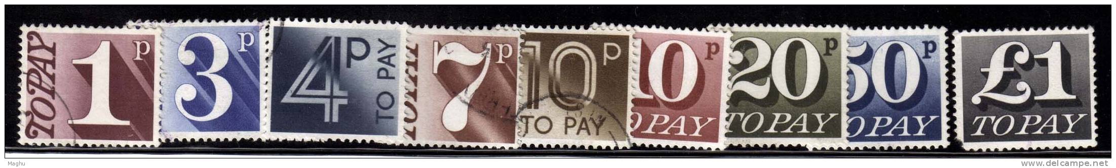 Great Britain Used 9v Postage Due (1.00 Pound Damage / Filler), To Pay - Tasse