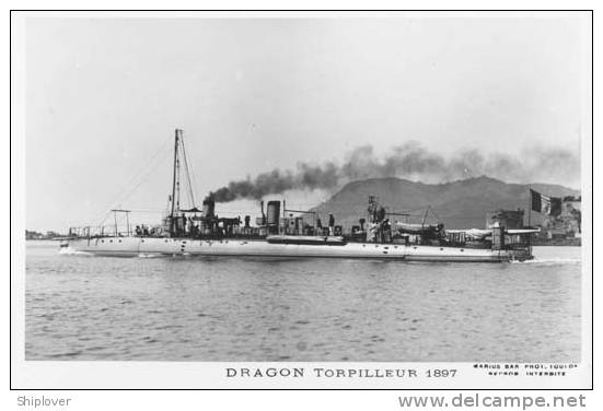 Torpilleur DRAGON (Marine Nationale) - Carte Photo éd. Marius Bar - Guerra