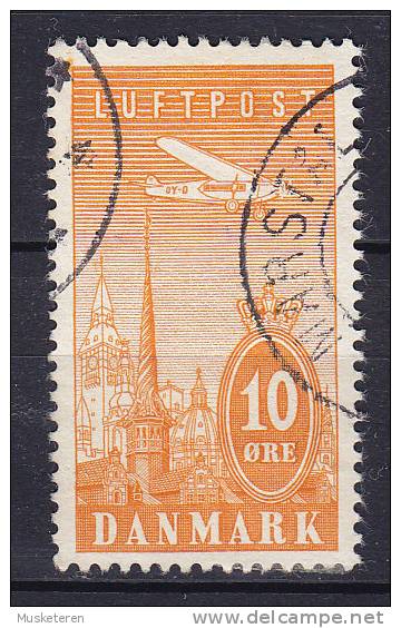 Denmark 1934 Mi. 217     10 Ø Airmail Flugpost Flugzeug Fokker VII A über Kopenhagen - Luftpost