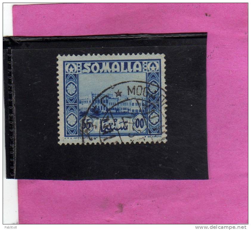 SOMALIA AFIS 1950 AFRICAN SUBJECTS SOGGETTI AFRICANI PALAZZO DEL GOVERNO MOGADISCIO CENT. 55c USATO USED OBLITERE' - Somalia (AFIS)