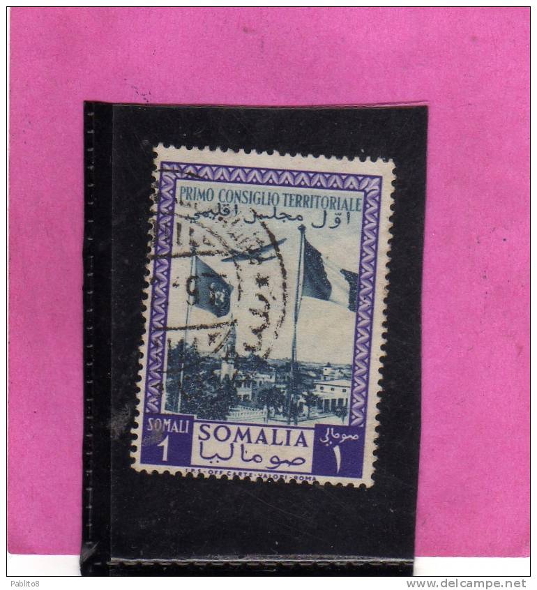 SOMALIA AFIS 1951 PRIMO I 1° CONSIGLIO TERRITORIALE POSTA AEREA AIR MAIL SOMALI 1s USATO USED OBLITERE' - Somalia (AFIS)