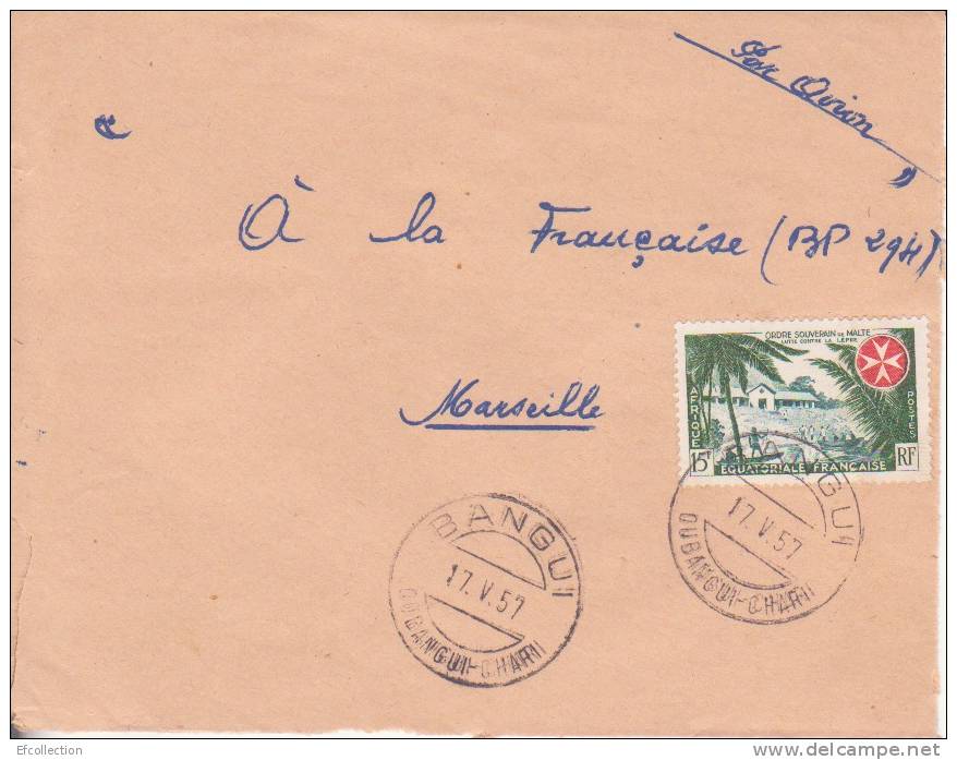 BANGUI - OUBANGUI - CHARI - 1957 - COLONIES FRANCAISES - LETTRE - MARCOPHILIE - Andere & Zonder Classificatie