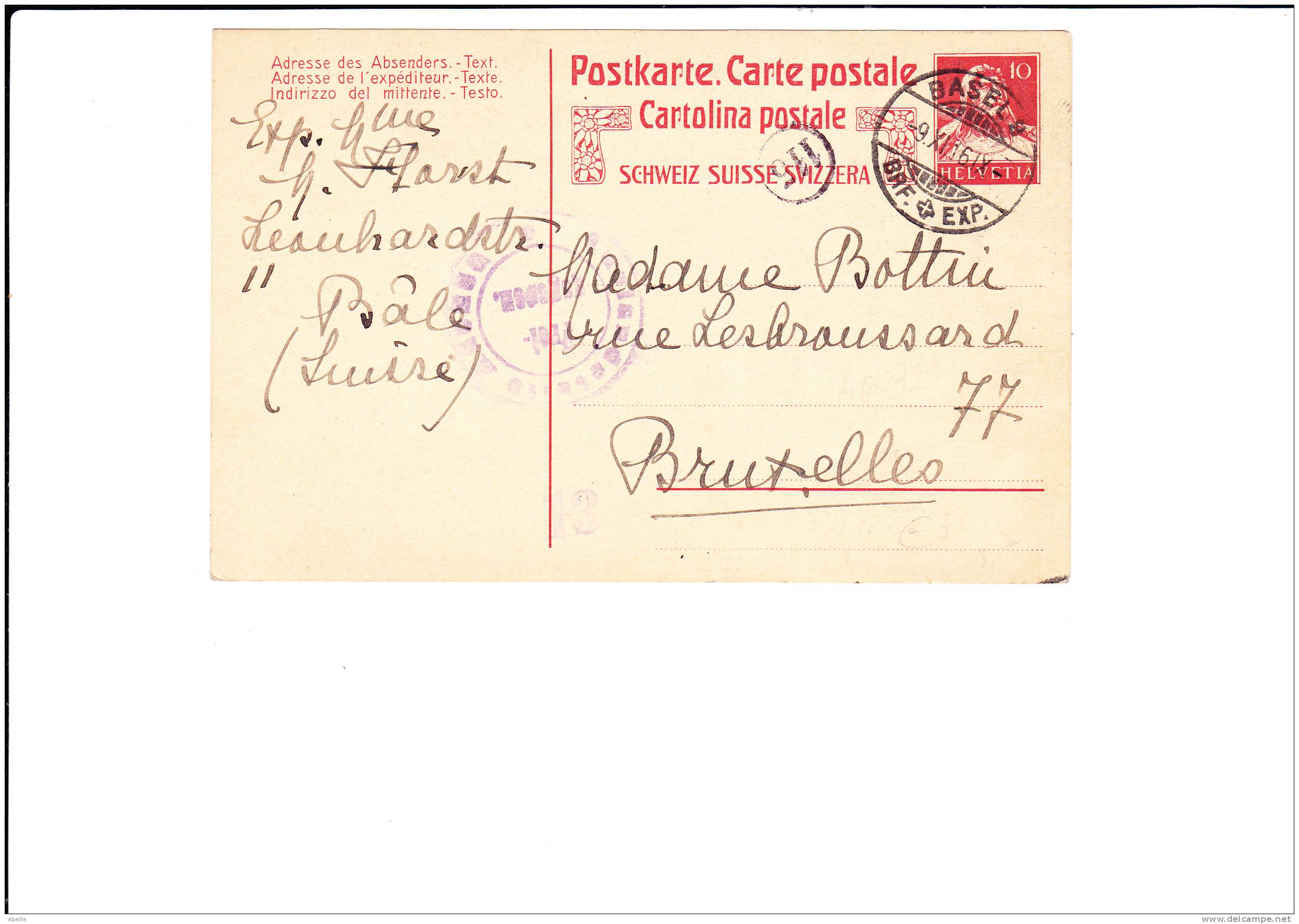 A0032    CP   POUR BRUXELLES 1916   CENSURE - Interi Postali