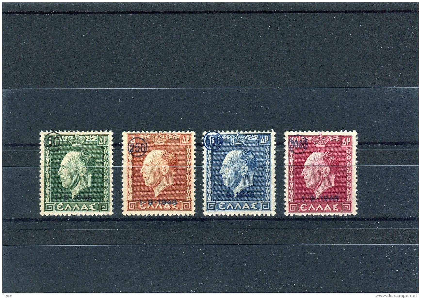 1946-Greece- "Reinstatement Of King George II"- Complete Set MH/MNH - Neufs