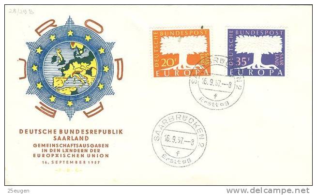 SAAR 1957 EUROPA CEPT FDC ( Saarbrucken 2 F ) - 1957