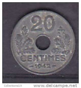 FRANCE - Etat Français - 20 Cts Type 20 - Zinc- 1942 - 20 Centimes