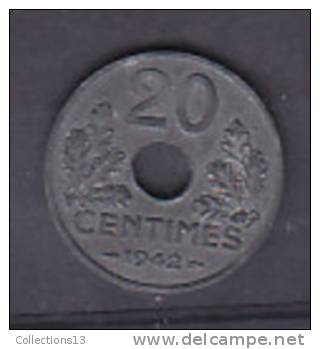 FRANCE - Etat Français - 20 Cts Type 20 - Zinc- 1942 - 20 Centimes