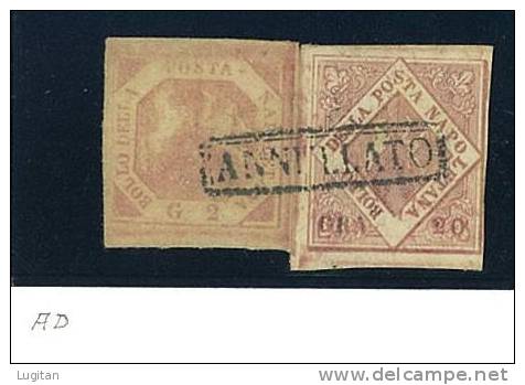 FILATELIA - ANTICHI STATI - NAPOLI - ANNO 1858 -  N° 5c I Tav. + 12a I Tav  UNITI USATI - ORIGINALI - Neapel