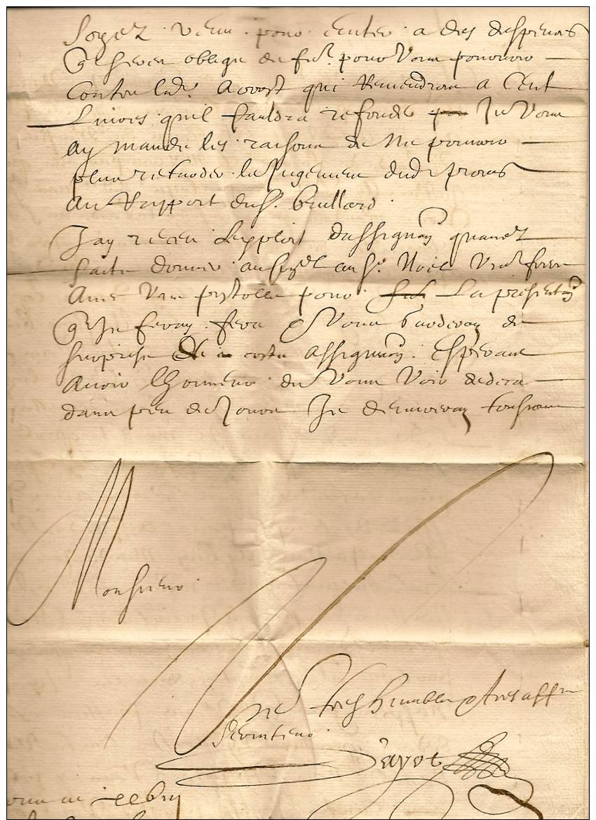 Histoire De La Poste,2 Lettres Taxe En Sols Et Deniers,de Carcassonne 1675,et Taxe En Patards 1635 - ....-1700: Précurseurs