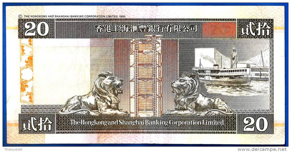 Hong Kong 20 Dollars 1998 HSBC Low Number Asie Asia Dollar Lion Skrll Moneybookers - Hong Kong